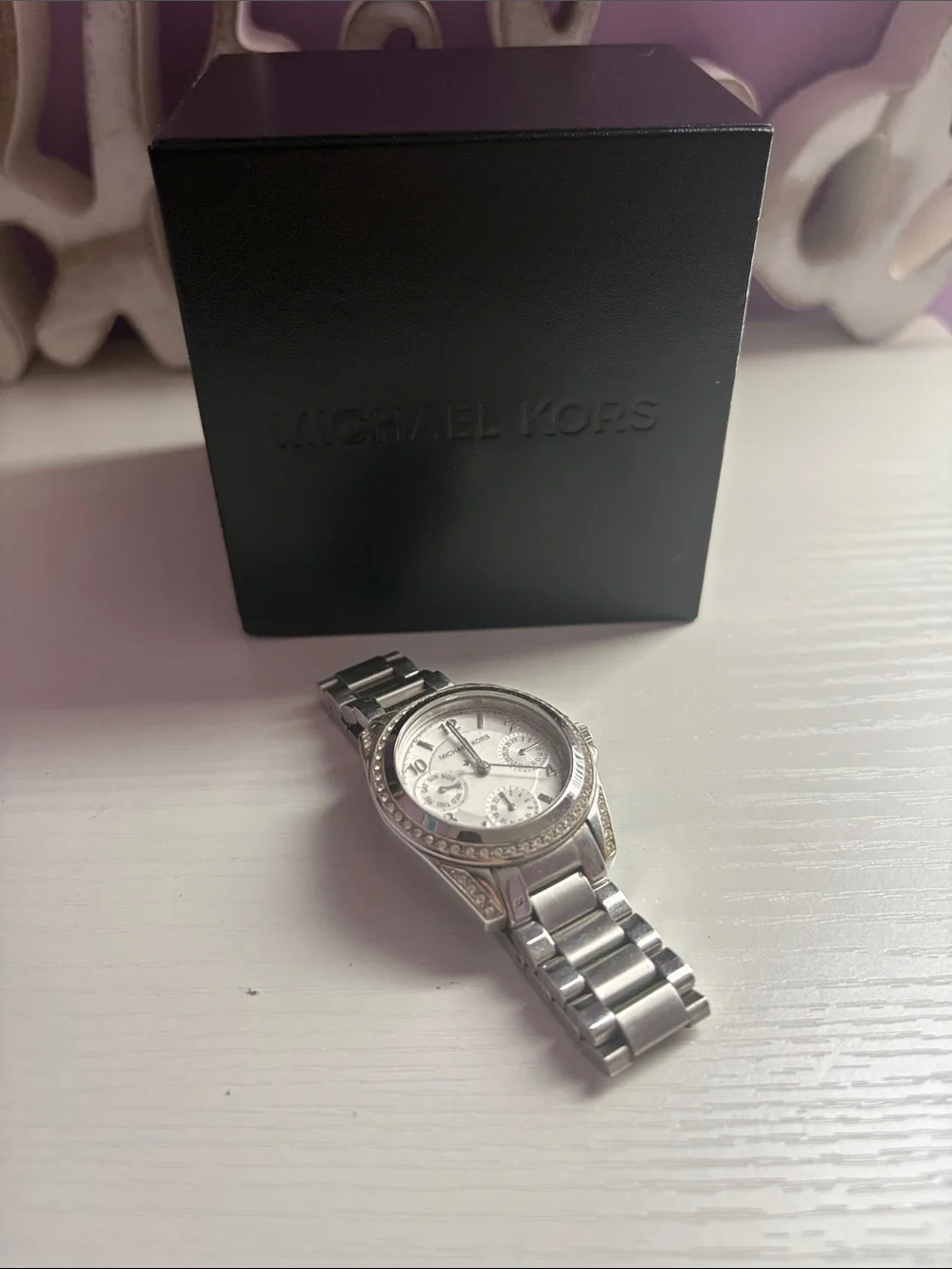 Michael Kors Silver-Tone Crystal Accent Bracelet Watch